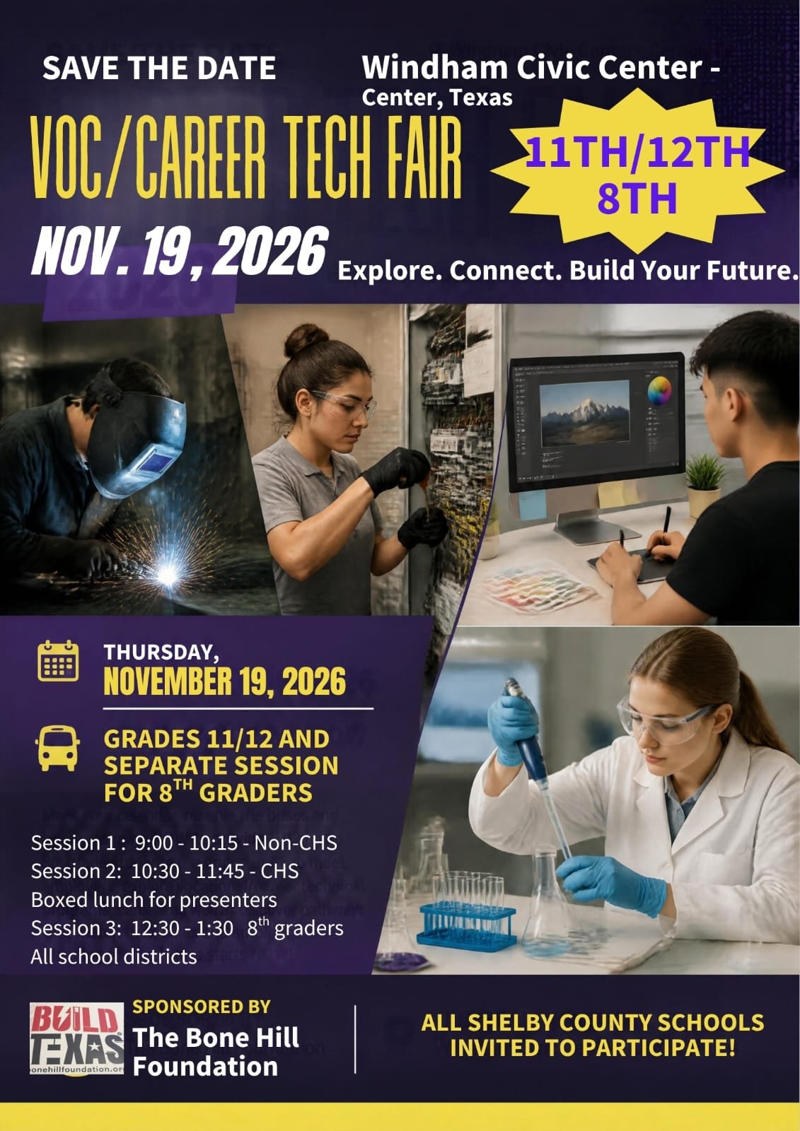 Vocational and Career Tech Fair flyer, Nov 19 2026, Windham Civic Center